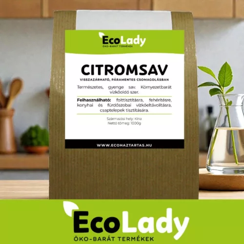 EcoLady Zitronensäure – 1000 g – in wiederverschließbarer, feuchtigkeitsgeschützter Verpackung
