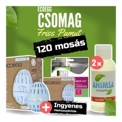   Ingyen Szállítás és Kedvezményes Csomag - Ecoegg Pamut Mosótojás, Pamut Utántöltő, 2 db Ahimsa Kasmír Mosóparfüm, Zero Waste Takarító kendő
