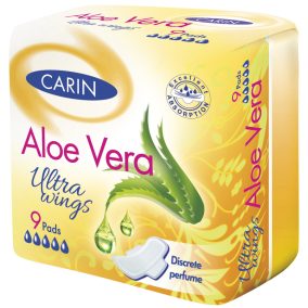   Carin Ultra Aloe Vera Ultra-dünne Intim-Binden mit Flügeln, 9 Stück