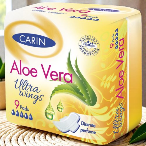 Carin Ultra Aloe Vera Ultra-dünne Intim-Binden mit Flügeln, 9 Stück