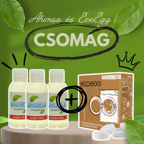 Ahimsa Kasmír Mosóparfüm + Ecoegg GépTisztító | Tiszta illat, tiszta gép – csomagban olcsóbban!