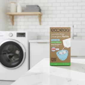   Ecoegg Waschmittel-Nachfüllpackung – mit Enzymen – 50 Waschgänge – Frischer Baumwollduft (+Turmalin) 