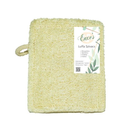 Luffa-Schwamm mit Aufhänger – genäht – 8 x 10–14 cm – ungarisches Produkt