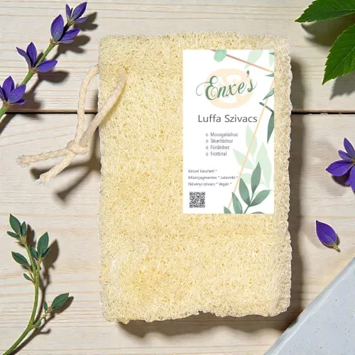 Luffa-Schwamm mit Aufhänger – ohne Naht – 8 x 10–14 cm – ungarisches Produkt