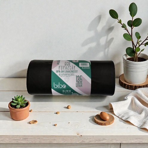 Bibo – eco 100 % recycelter Müllsack, 135 l – 20 Stück/Rolle (70 x 110 cm)