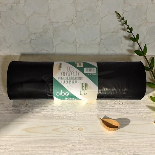 Bibo – eco 100 % recycelter Müllsack, 160 l – 10 Stück/Rolle (80 x 120 cm)