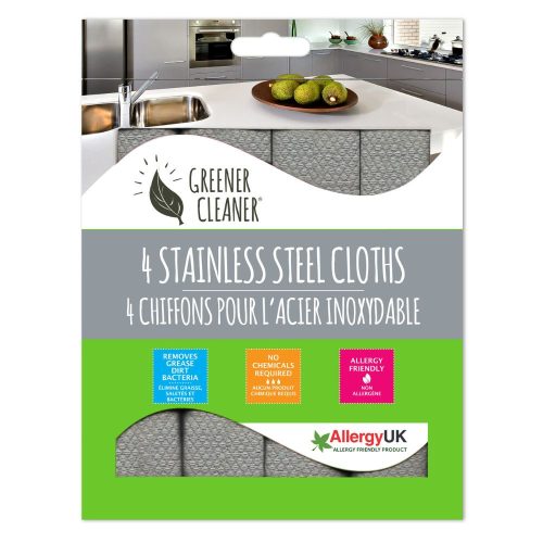 EcoHome - 4 db-os Tisztítókendő Rozsdamentes felületek és INOX háztartási eszközök tisztítására