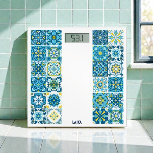 LAICA digitális személymérleg USB töltés funkcióval Mediterán kék 180 kg-ig